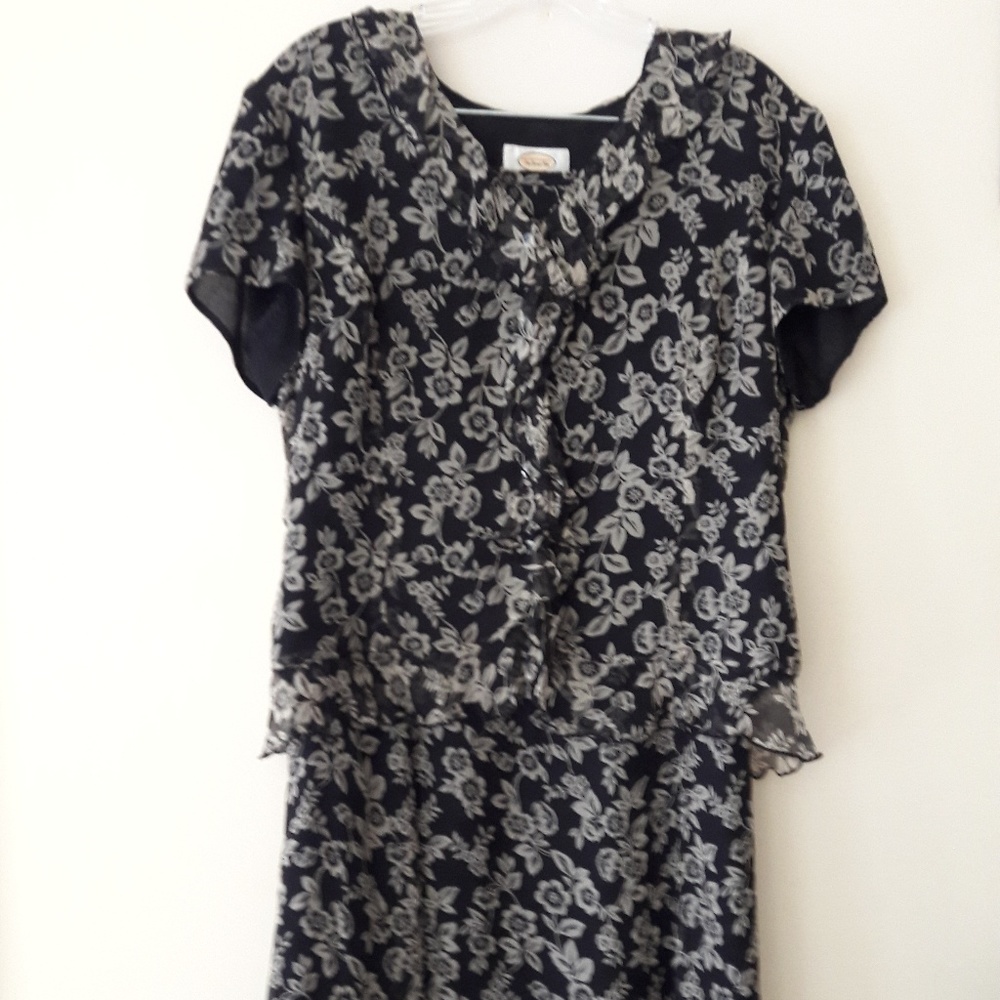 Talbots Silk Floral Blouse & Skirt